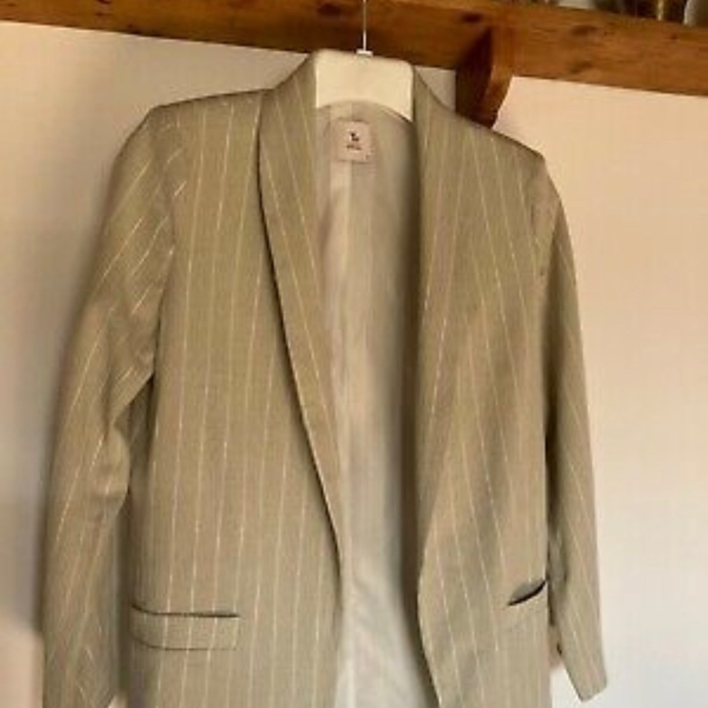 TU Cream and White stripe jacket